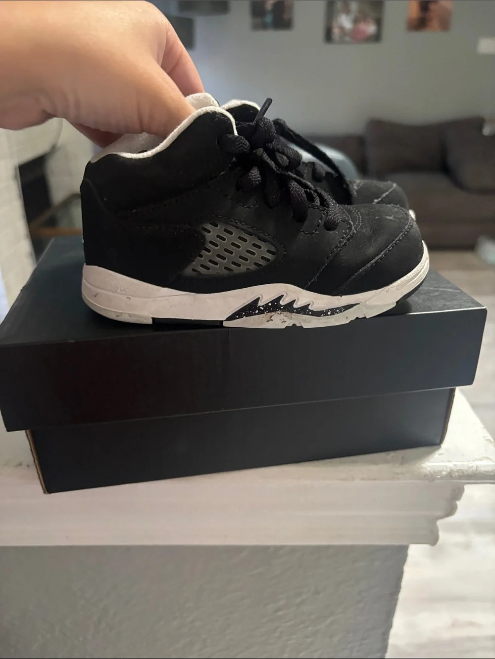 Jordan Kids Black and White High-Top Sneakers